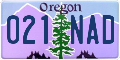OR license plate 021NAD