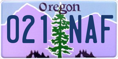 OR license plate 021NAF
