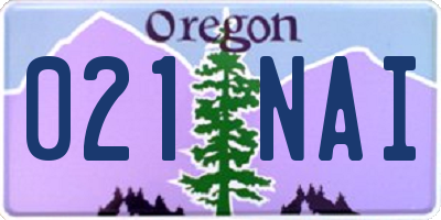 OR license plate 021NAI