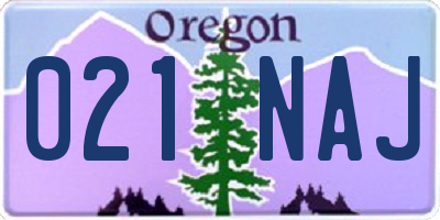 OR license plate 021NAJ