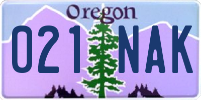 OR license plate 021NAK