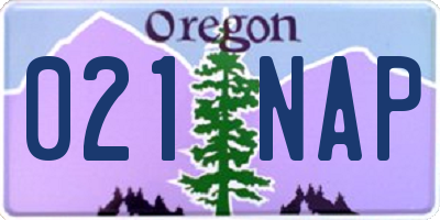 OR license plate 021NAP