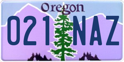 OR license plate 021NAZ