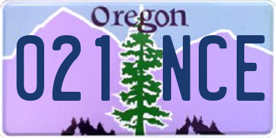 OR license plate 021NCE