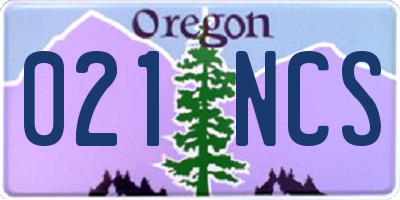 OR license plate 021NCS