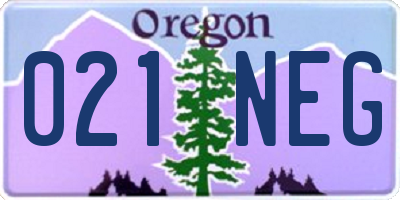OR license plate 021NEG