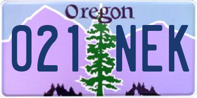 OR license plate 021NEK