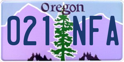 OR license plate 021NFA