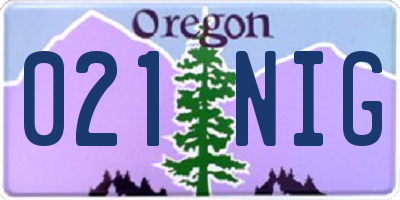 OR license plate 021NIG