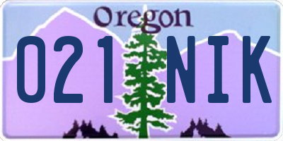 OR license plate 021NIK