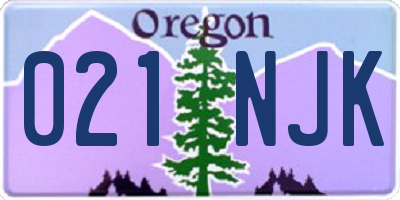 OR license plate 021NJK