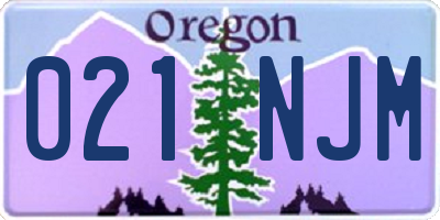OR license plate 021NJM