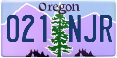 OR license plate 021NJR