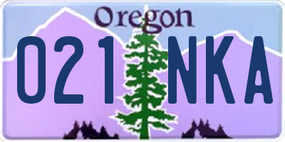 OR license plate 021NKA