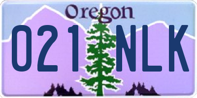 OR license plate 021NLK