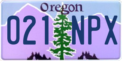 OR license plate 021NPX