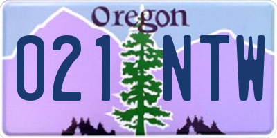 OR license plate 021NTW