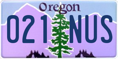 OR license plate 021NUS