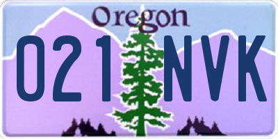 OR license plate 021NVK