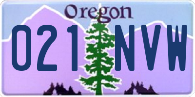 OR license plate 021NVW