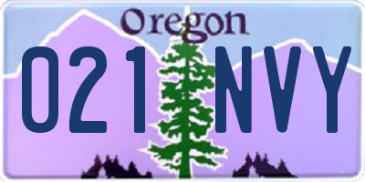 OR license plate 021NVY