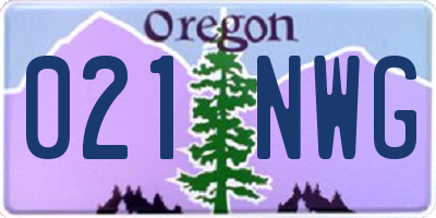 OR license plate 021NWG