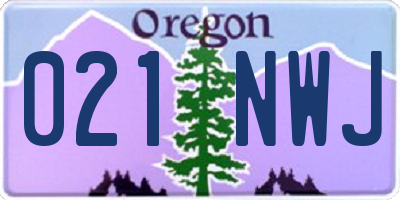 OR license plate 021NWJ