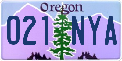 OR license plate 021NYA