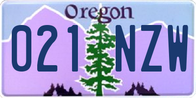 OR license plate 021NZW