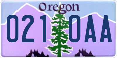 OR license plate 021OAA