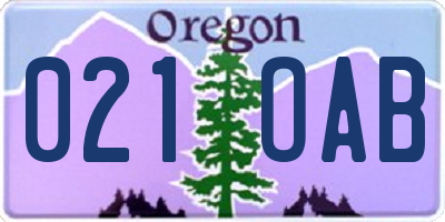 OR license plate 021OAB
