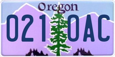 OR license plate 021OAC