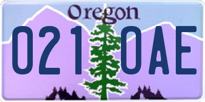 OR license plate 021OAE