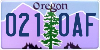OR license plate 021OAF