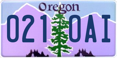 OR license plate 021OAI