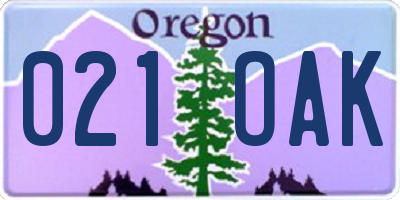 OR license plate 021OAK