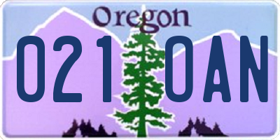 OR license plate 021OAN
