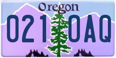 OR license plate 021OAQ