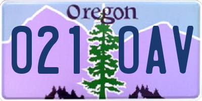 OR license plate 021OAV