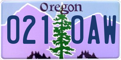 OR license plate 021OAW