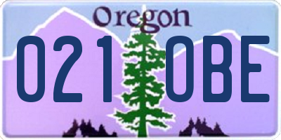 OR license plate 021OBE