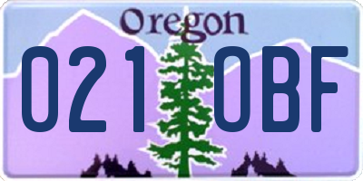 OR license plate 021OBF