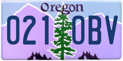 OR license plate 021OBV