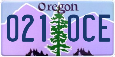 OR license plate 021OCE