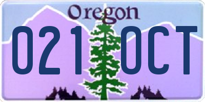 OR license plate 021OCT