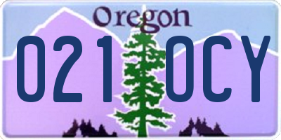 OR license plate 021OCY