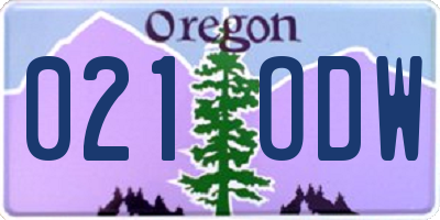 OR license plate 021ODW