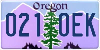 OR license plate 021OEK