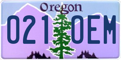 OR license plate 021OEM