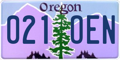 OR license plate 021OEN
